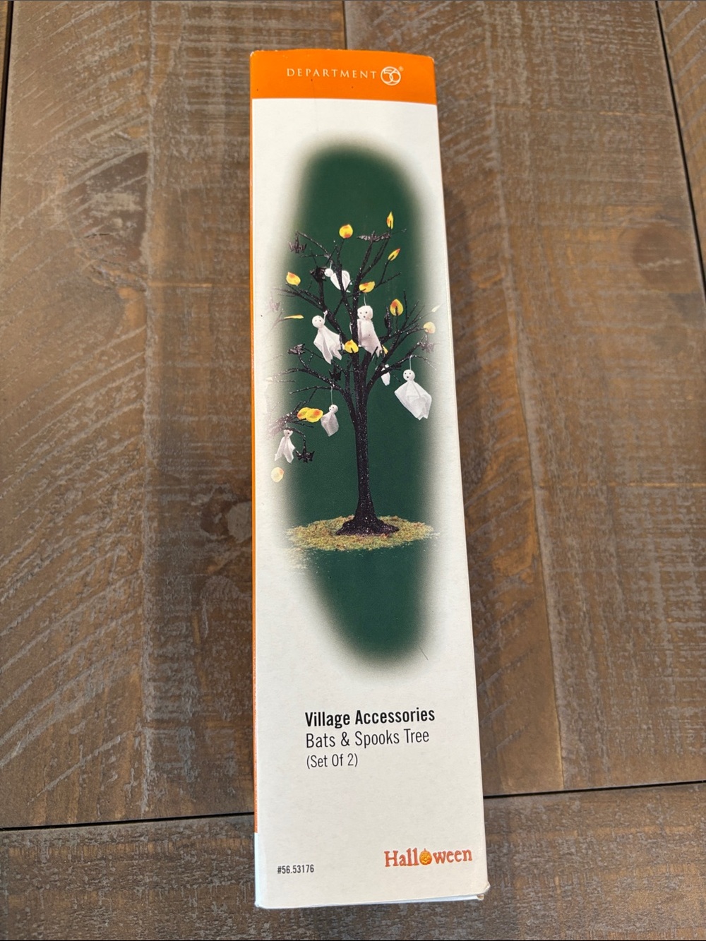 Department 56 Halloween Tree with White Ghosts and Black Trunk